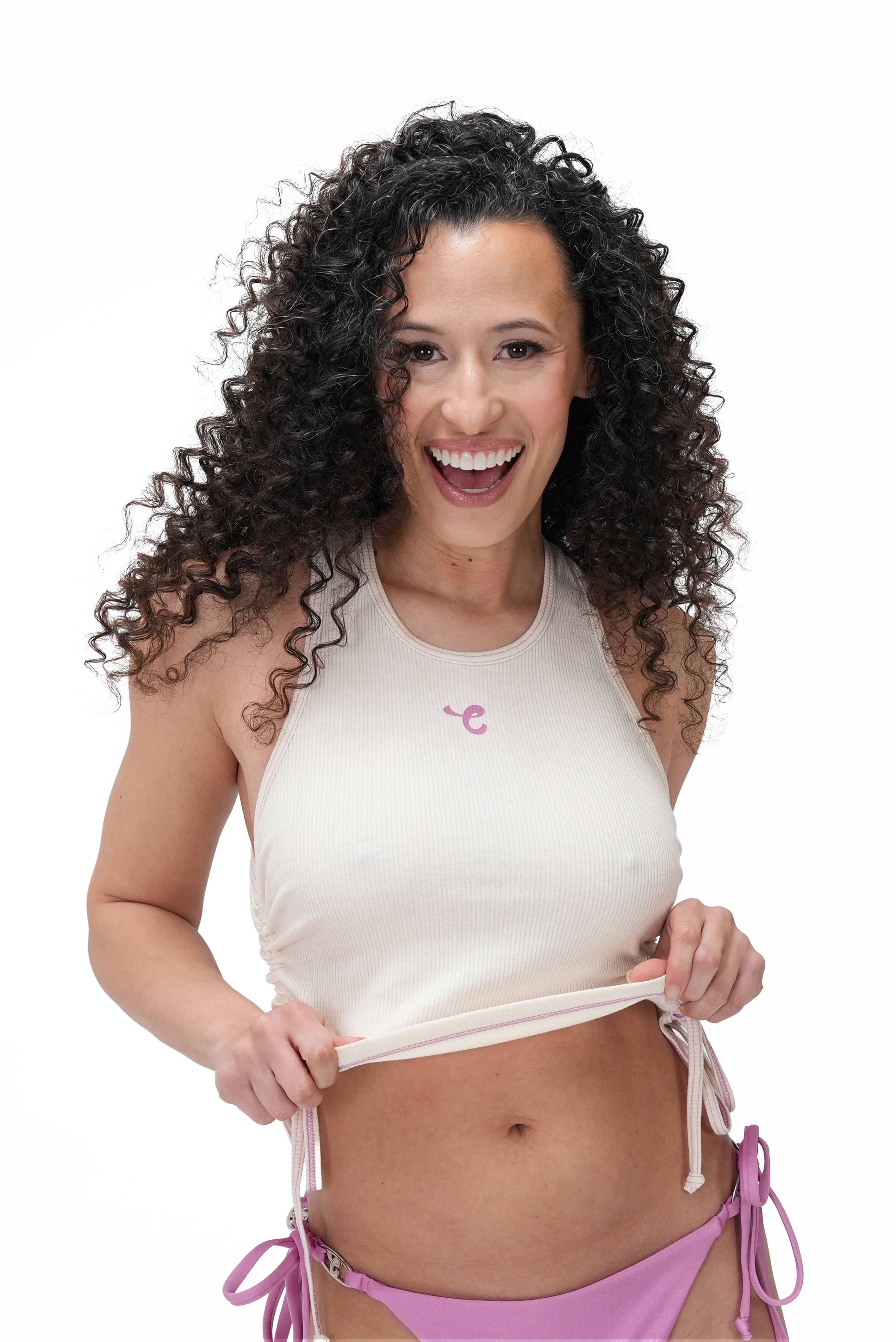 Cream Cropped Tank Top - Image 3